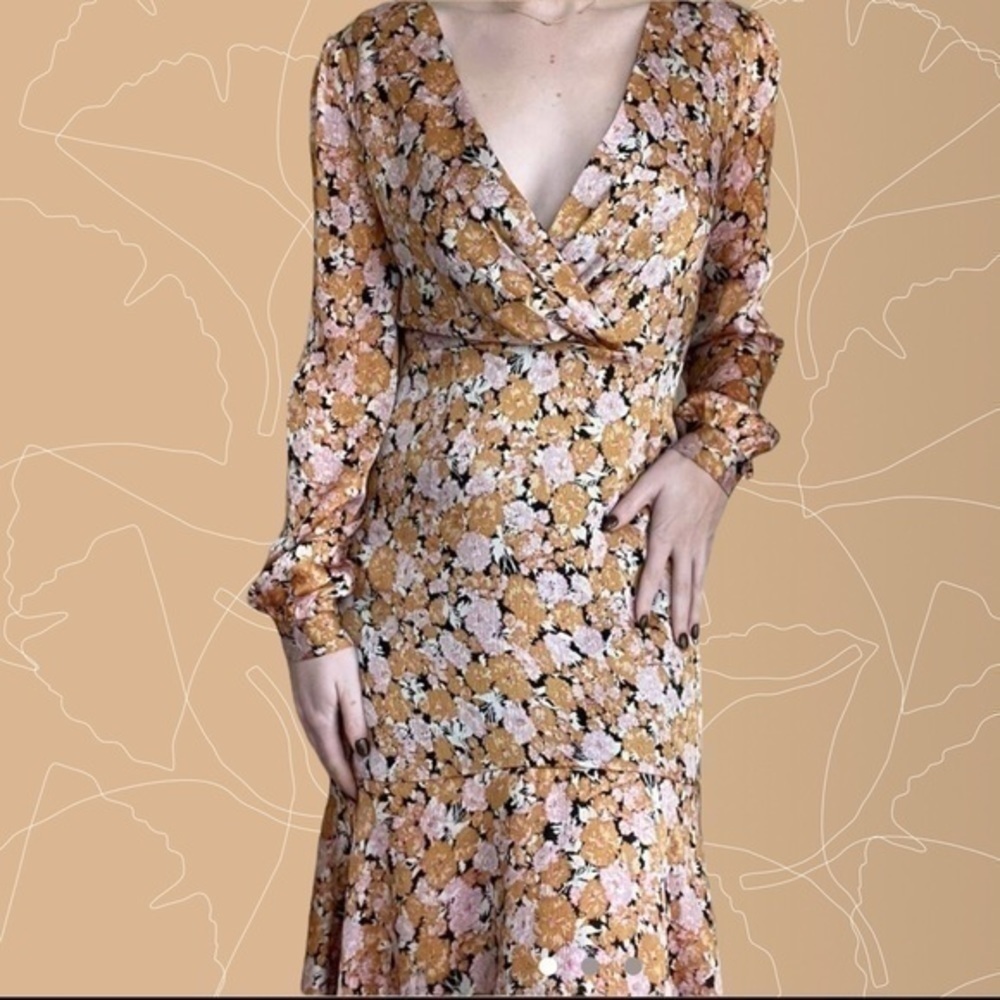 Orange Flora midi dress - Picture 3 of 4